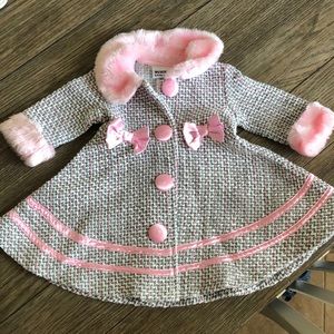 12M pink and grey pea coat